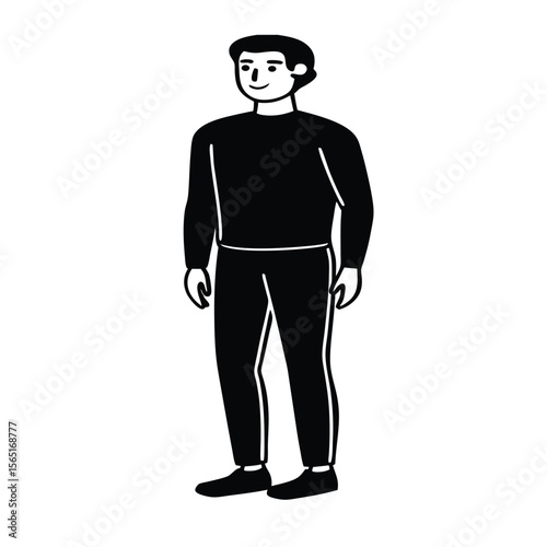 Vector illustration of a businessman in a suit standing, a back view of a man with sunglasses, and a person in a hat, perfect for business or fashion design