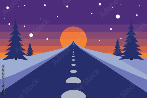 winter landscape with road