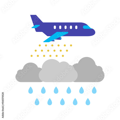 Artificial Rain and Cloud Seeding Process with Silver Iodide Sprayed on Clouds via airplane or aircraft