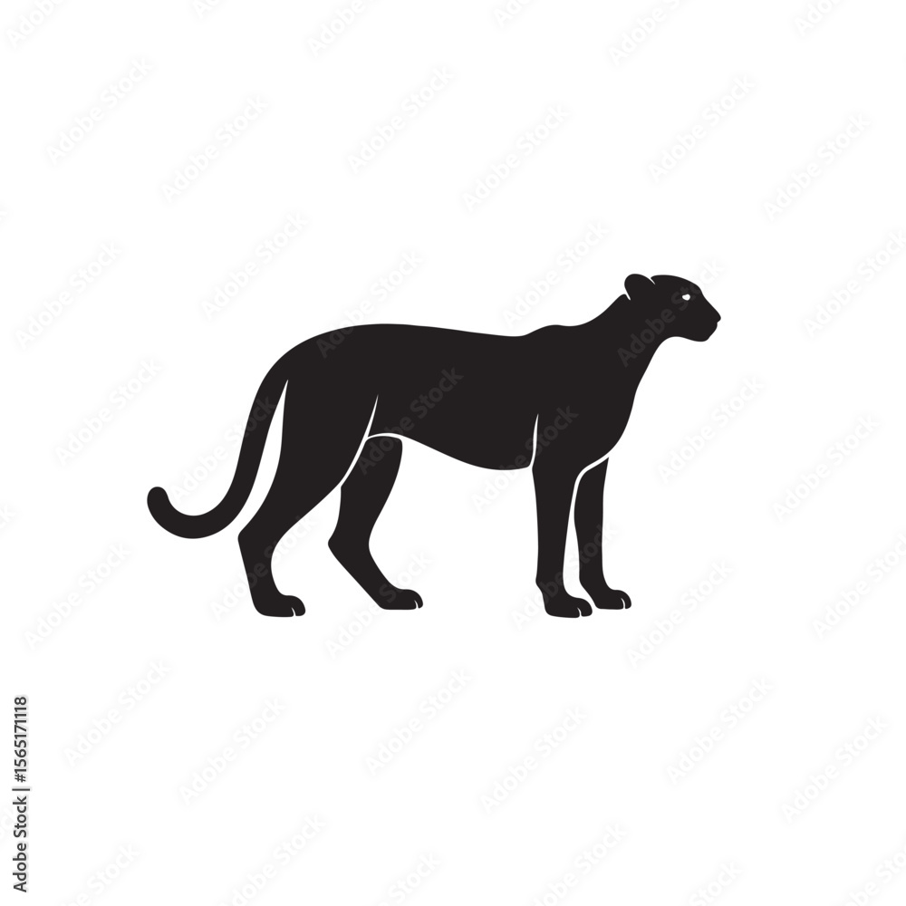 Obraz premium Cheetah Silhouette Vector Illustration of Wild Animal on White Background