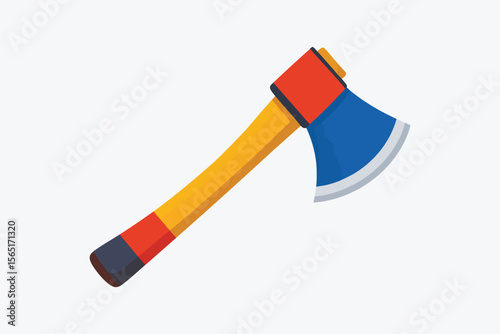 Flat Design Wooden Axe with Clean Vector Style