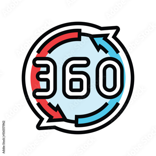 360 rotation color icon vector illustration