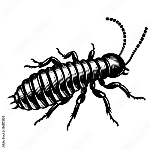 Black and White Vector of a Termite Silhouette