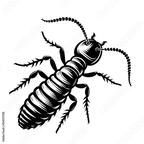 Black and White Vector of a Termite Silhouette