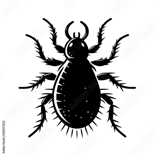 Black and White Vector of a Flea Silhouette