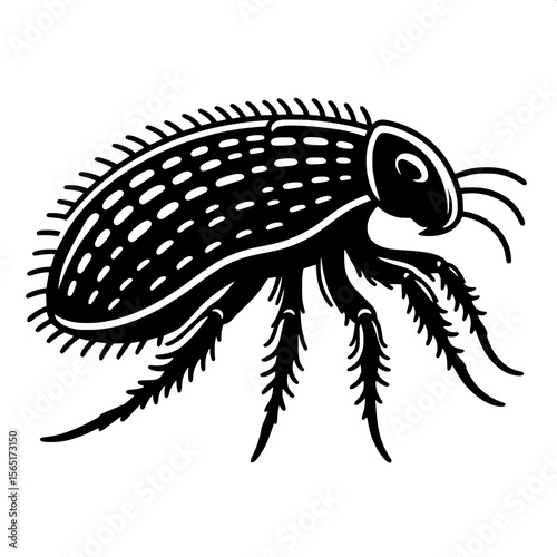 Black and White Vector of a Flea Silhouette