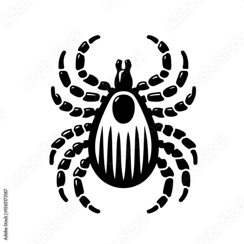 Black and White Vector of a Tick Silhouette
