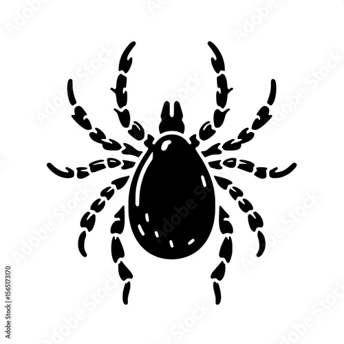 Black and White Vector of a Tick Silhouette