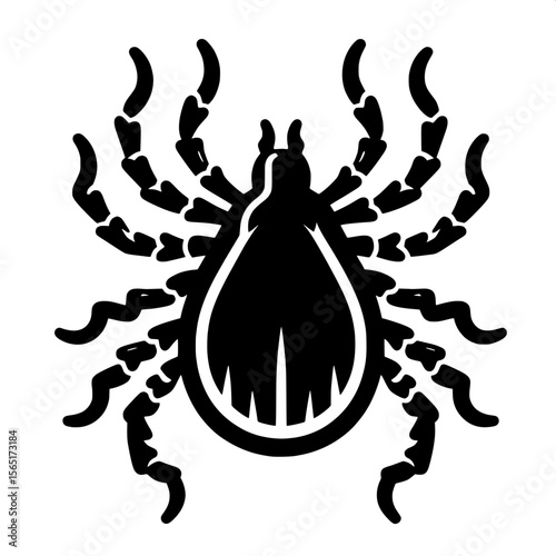 Black and White Vector of a Tick Silhouette