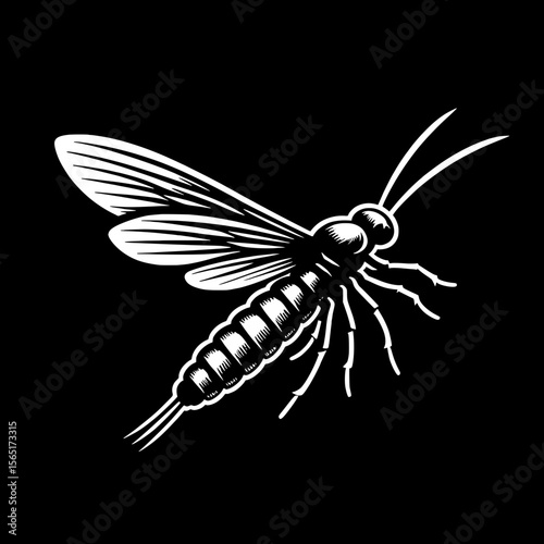 Black and White Vector of a Firefly Silhouette
