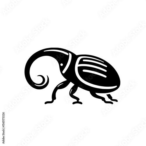 Black and White Vector of a Weevil Silhouette