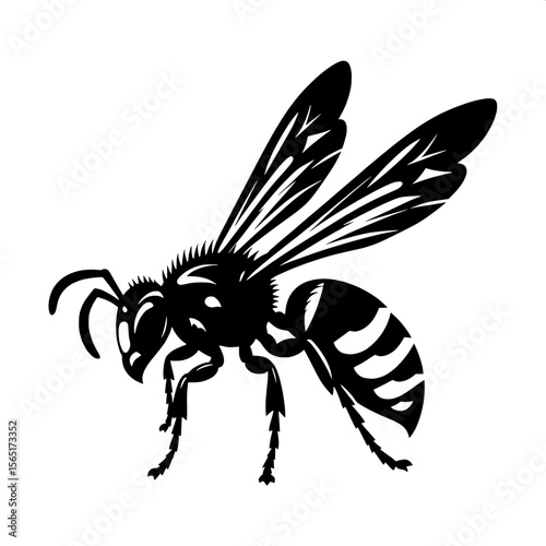 Black and White Vector of a Hornet Silhouette