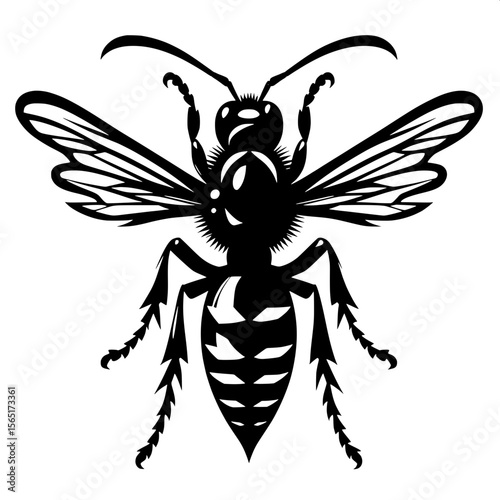 Black and White Vector of a Hornet Silhouette