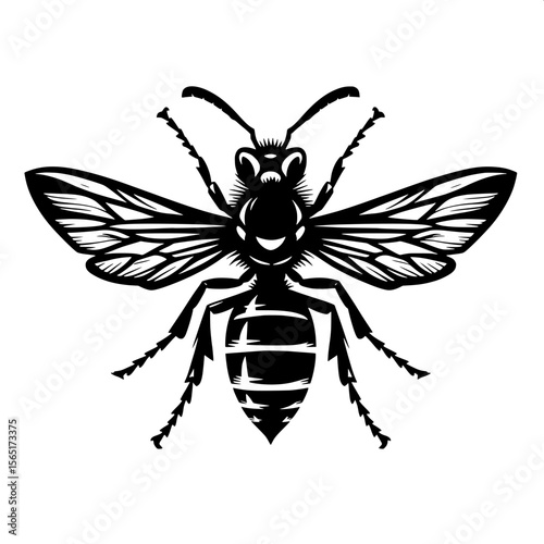 Black and White Vector of a Hornet Silhouette