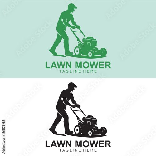 Professional Lawn Mower Logo Design – Grass Cutting & Landscaping Icon