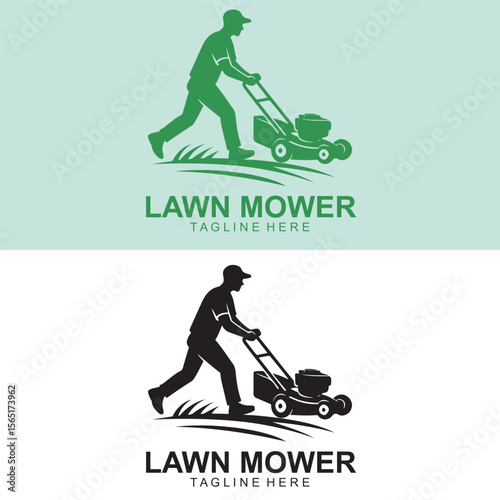 Professional Lawn Mower Logo Design – Grass Cutting & Landscaping Icon