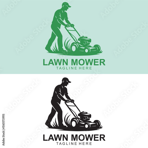 Professional Lawn Mower Logo Design – Grass Cutting & Landscaping Icon