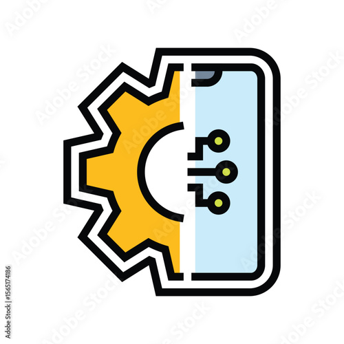 smart app integration color icon vector illustration