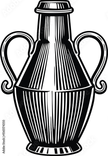 A vector illustration of an antique ceramic jug with a handle, perfect for holding milk or water, functional, retro, realistic, detailed