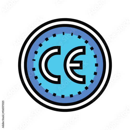 ce certified color icon vector illustration