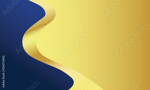 Abstract blue and gold background with a dynamic wave design