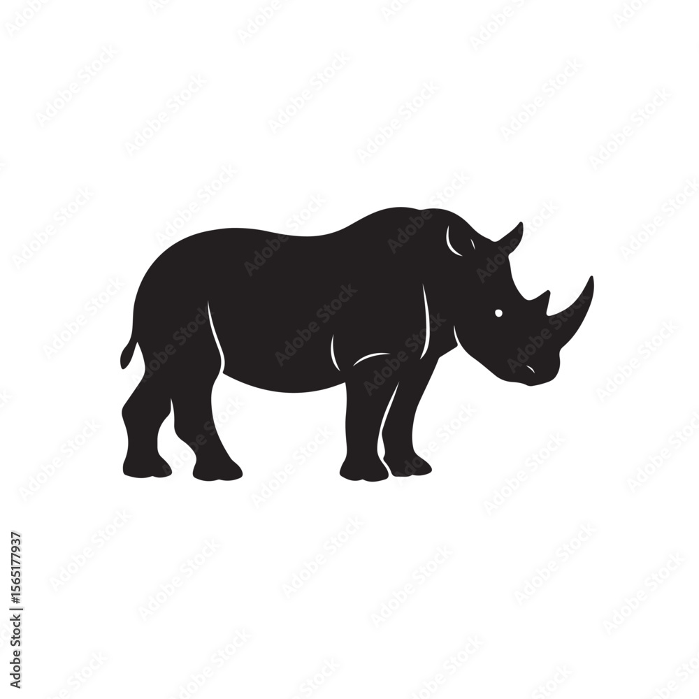 Fototapeta premium Rhinoceros Silhouette Vector Wild Rhino Animal Icon for Safari and Nature Designs