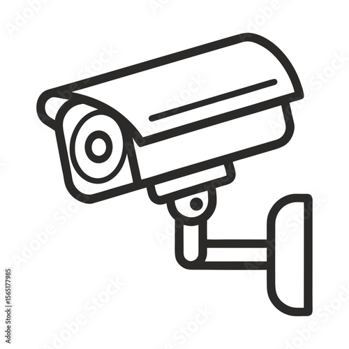 Surveillance CCTV Camera Icon in Modern Outline Style Vector Illustration on White Background.