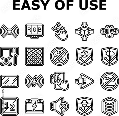 ease of use convenience product icons set vector