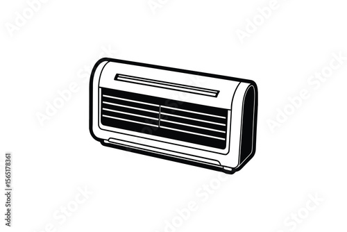 Air Conditioner Unit Black and White Minimalist Silhouette
