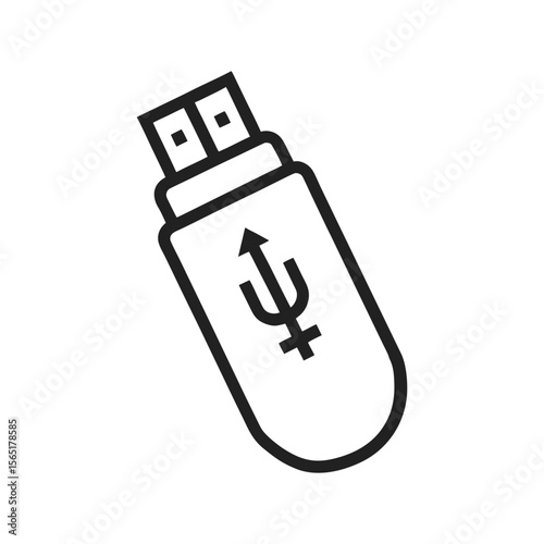 USB Flash Drive Icon with Feminine Symbol Outline Vector Illustration.