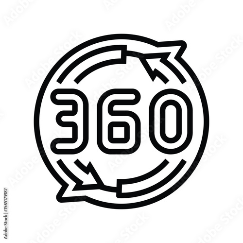 360 rotation line icon vector illustration