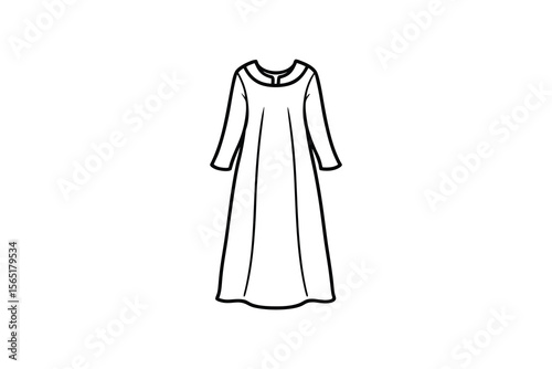 Elegant Long Sleeve Dress Outline Simple Silhouette