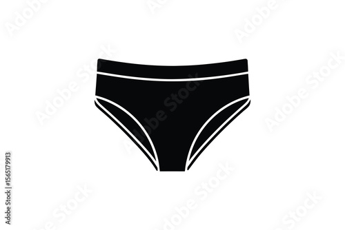 Simple Black Women s Underwear Illustration in Silhouette Style Against White Background silhouette