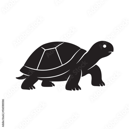 Black Tortoise Silhouette Vector Turtle Animal Icon on White Background