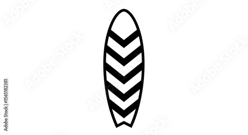 Simple Black and White Chevron Patterned Surfboard