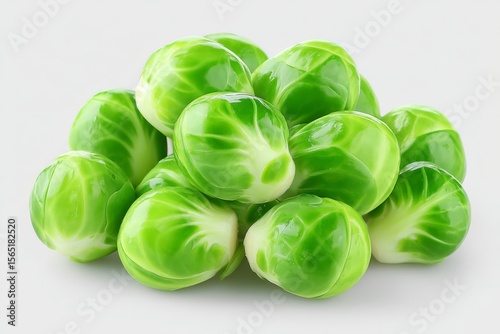 A close-up view of fresh young lentil microgreen shoots with roots set against a white background