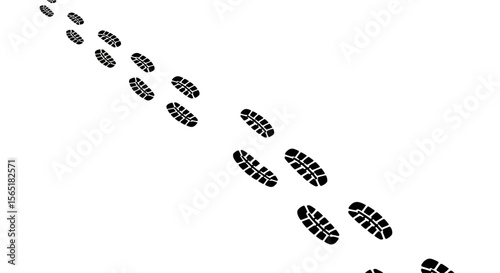 Diagonal Trail of Shoe Prints, Illustrating Movement and Direction.