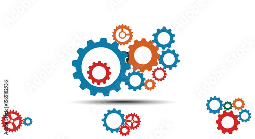 Colorful Interlocking Gears Illustrating Teamwork and Efficiency