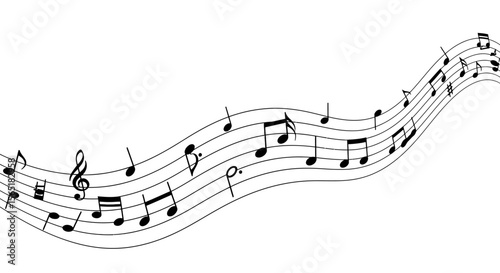 A Flowing Melody of Musical Notes on a Wavy Staff