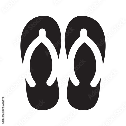 Flip Flop Silhouette Icon – Summer Beach Sandals Vector for Fashion Design