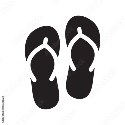 Flip Flop Silhouette Icon – Summer Beach Sandals Vector for Fashion Design