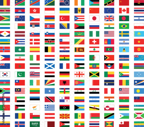 All countries flag set. World flags. National flags set.