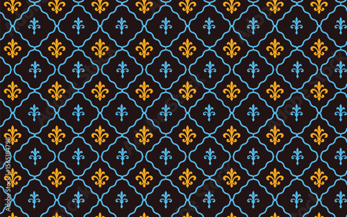 Royal Fleur de Lis Diamond Seamless Pattern.