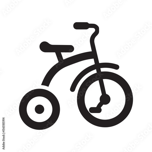 Kids Tricycle Silhouette Icon Vector Black Simple Bike Design
