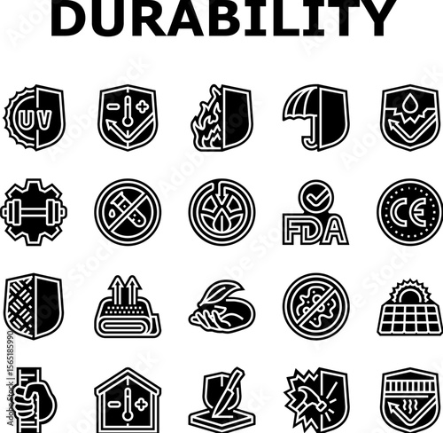 protection durability product icons set vector