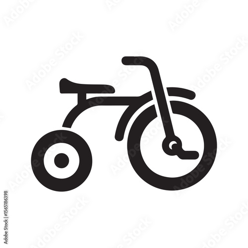 Kids Tricycle Silhouette Icon Vector Black Simple Bike Design