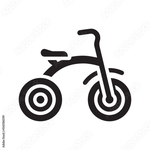 Kids Tricycle Silhouette Icon Vector Black Simple Bike Design