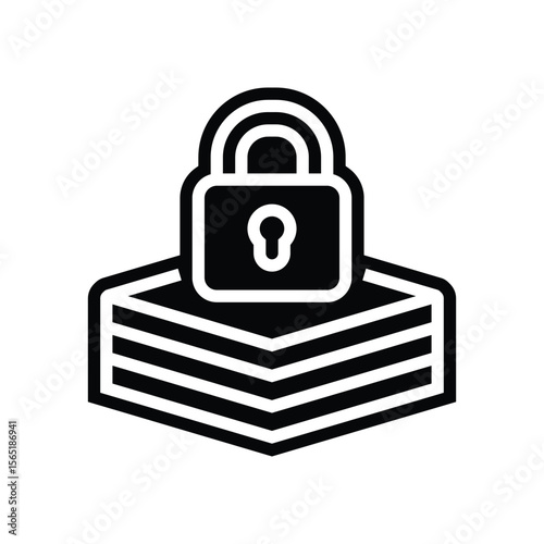 stack & lock glyph icon vector illustration