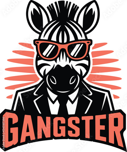 Zebra Gangster transparent isolated vecter
