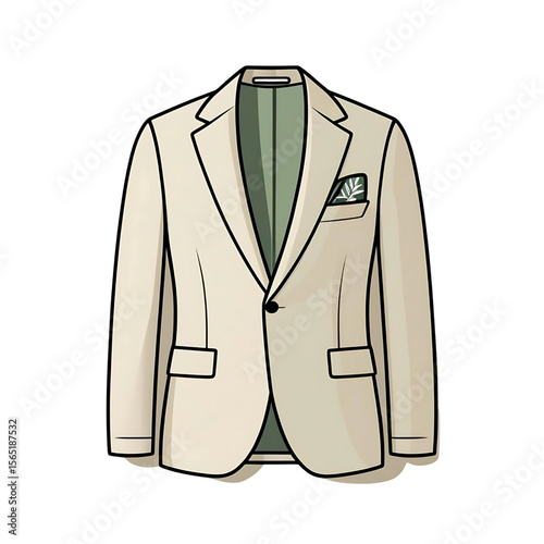 Stylish Suit Jacket with Pocket Square Illustration